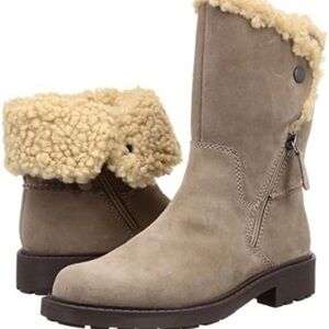 Collection by Clarks Opal Zip Convertible Faux Sherpa/Fur Boots Suede Pebble 8M